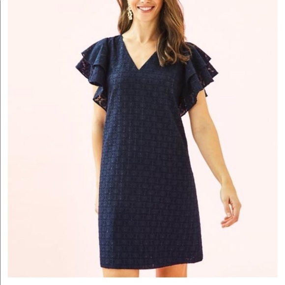 Lilly Pulitzer Kathie Dress True Navy Tanzanian Size 6 - Picture 3 of 4